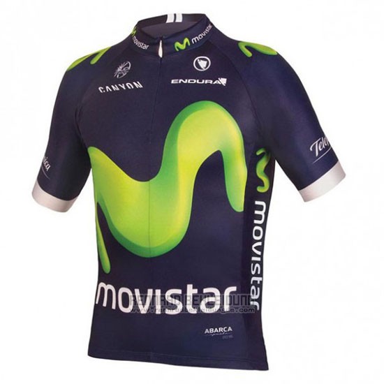 2016 Fahrradbekleidung Movistar Grun und Blau Trikot Kurzarm und Tragerhose